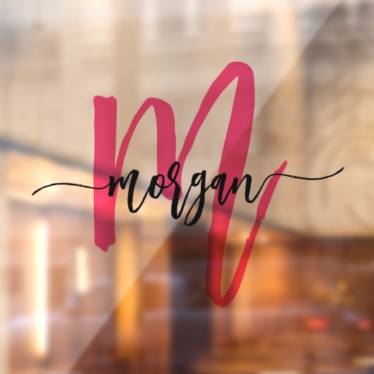 Roze Monogram Naam Bedrijfs- Raamsticker (Vel 2)