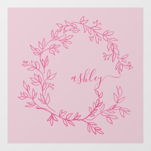 Roze Monogram Naam Bedrijfs- Raamsticker (Vel)