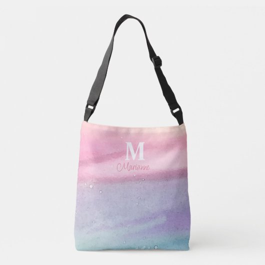 Roze Monogram Naam Canvas tas (Achterkant)