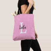 Roze Monogram Naam Script Persoonlijk Ontwerp Draagtas (Dichtbij)