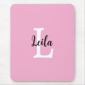 Roze Monogram Naam Script Persoonlijk Ontwerp Muismat (Voorkant)