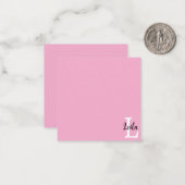Roze Monogram Naam Script Persoonlijk Ontwerp Notitiekaartje (Voorkant / Achterkant in situ)