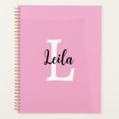 Roze Monogram naam script Persoonlijk ontwerp Planner (Voorkant)