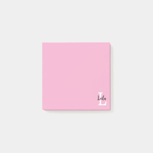 Roze Monogram Naam Script Persoonlijk Ontwerp Post-it® Notes (Voorkant)