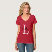 Roze Monogram Naam Script Persoonlijk Ontwerp T-shirt (Voorkant volledig)