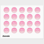 Roze Monogram Naam Script Ronde Sticker (Vel)