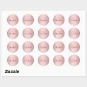 Roze monogram naam stoffig roos ronde sticker (Vel)