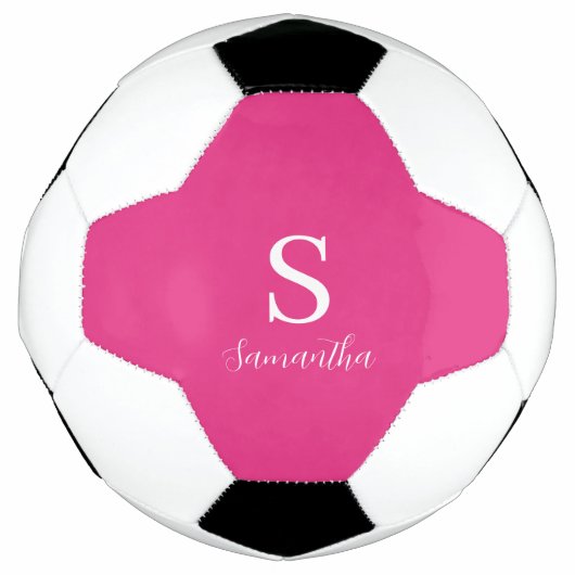 Roze Monogram Naam Voetbal (Voorkant)