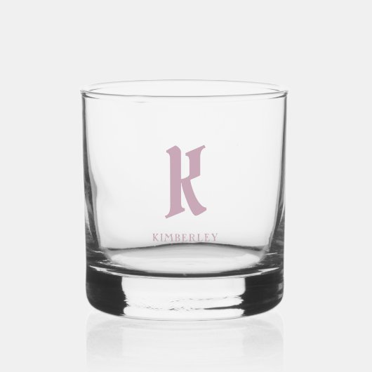 Roze Monogram, oude stijl letter typografie Whisky Glas (Voorkant)