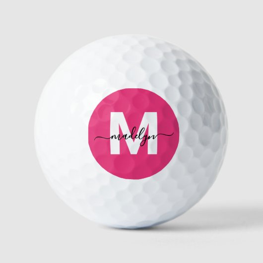 Roze Monogram Persoonlijk Golfballen (Voorkant)