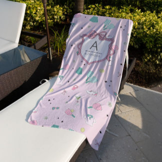 Roze Monogram Pickleball Cadeau voor Haar Strandlaken