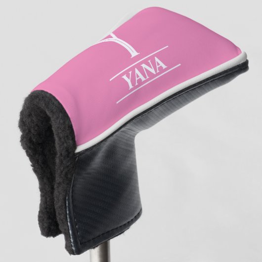 Roze Monogram Putter Golf Headcover (3/4 voorkant)