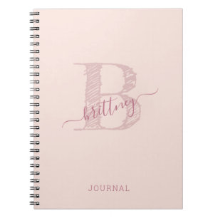 Roze monogram Robuust afbeelding op maat Notitieboek