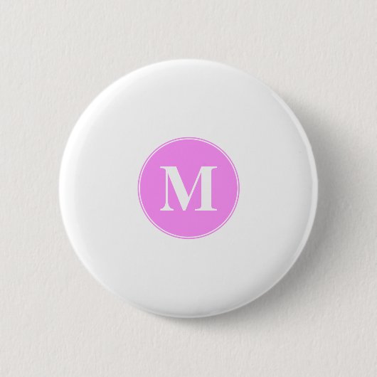 Roze monogram ronde button 5,7 cm (Voorkant)