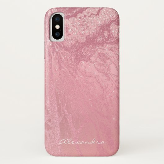 Roze monogram Roos Gold Glitter en Sparkle Case-Mate iPhone Case (Achterkant)