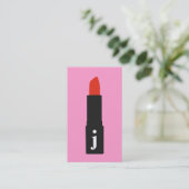 Roze Monogram Schoonheid Make-up Artiest Lippensti Visitekaartje (Staand voorkant)