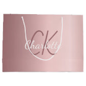 Roze monogram schrift modern elegant groot cadeauzakje (Achterkant)