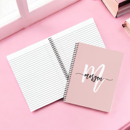 Roze Monogram Script Meisje terug naar school Notitieboek