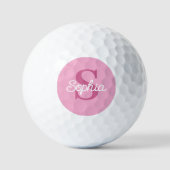 Roze Monogram Script Naam Dames Golfballen (Voorkant)