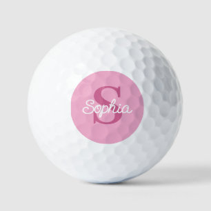 Roze Monogram Script Naam Dames Golfballen