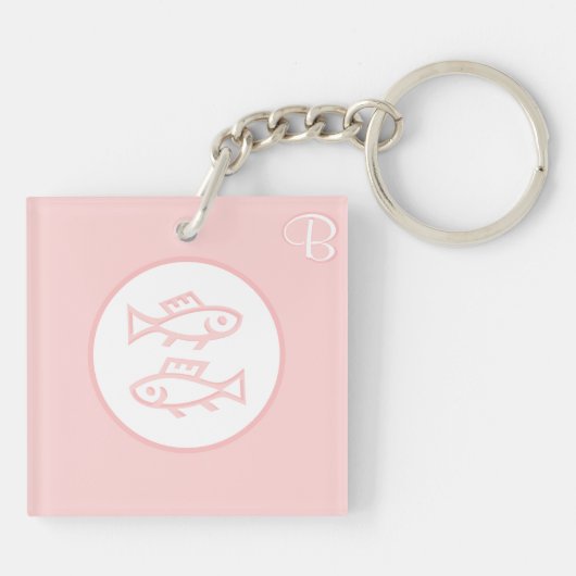 Roze monogram sleutelhangers - Dierenriem - Vissen (Achterkant)