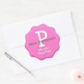Roze Monogram Stickers leraren (Envelop)