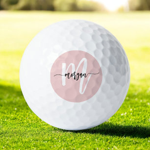 Roze Monogram Stijlvol Modern Golfballen