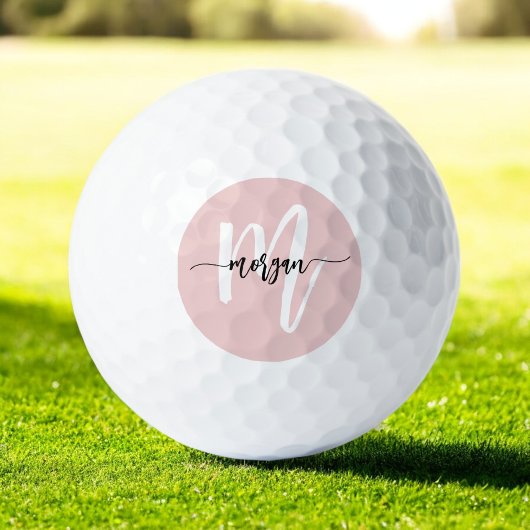 Roze Monogram Stijlvol Modern Golfballen