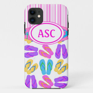 Roze Monogram Teenslippers iPhone 5 Hoesje