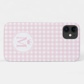 Roze monogram van het patroonpatroon van Gingham m Case-Mate iPhone Case (Achterkant (horizontaal))
