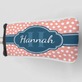 Roze monogram van het witte patroon golfheadcover