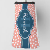 Roze monogram van het witte patroon golfheadcover (Draai 90)