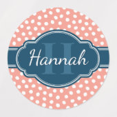Roze monogram van het witte patroon labels (Design 2)