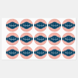 Roze monogram van het witte patroon labels