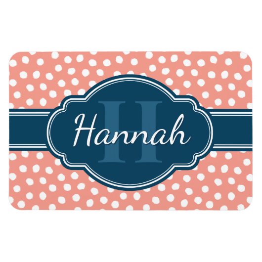 Roze monogram van het witte patroon magneet (Horizontaal)