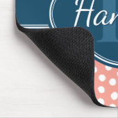 Roze monogram van het witte patroon muismat (Hoek)