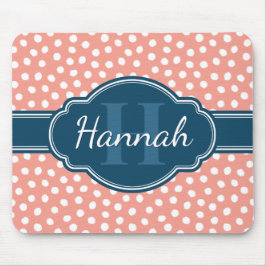 Roze monogram van het witte patroon muismat