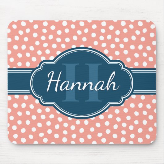 Roze monogram van het witte patroon muismat (Voorkant)