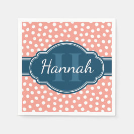 Roze monogram van het witte patroon servet