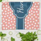 Roze monogram van het witte patroon theedoek (Gevouwen)