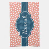 Roze monogram van het witte patroon theedoek (Verticaal)