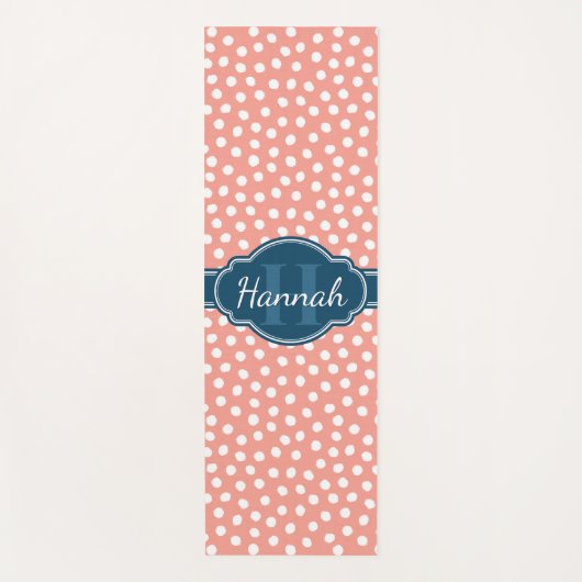 Roze monogram van het witte patroon yogamat (Voorkant)
