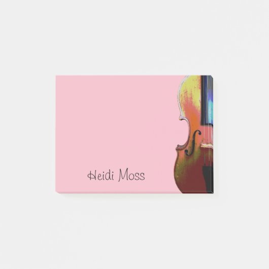 Roze Monogram Violin Post-it® Notes (Voorkant)