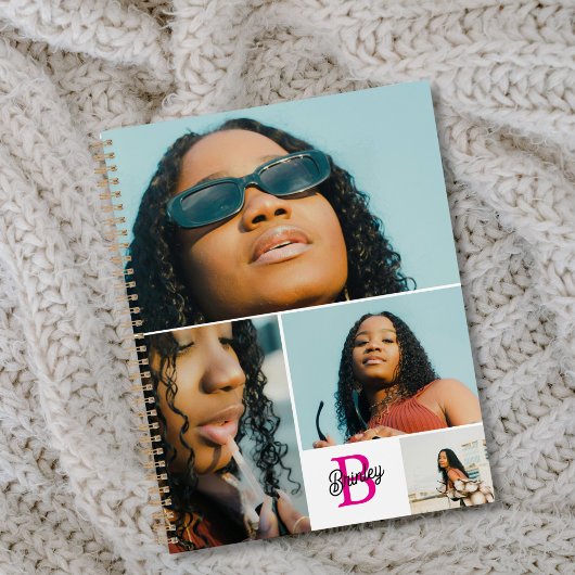 Roze Monogram Voeg je eigen aangepaste 4 fotocolla Planner