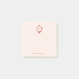 Roze Monogram Wapen Elegant Vintage Roze Goud Post-it® Notes