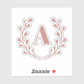 Roze Monogram Water Fles Sticker (Vel)