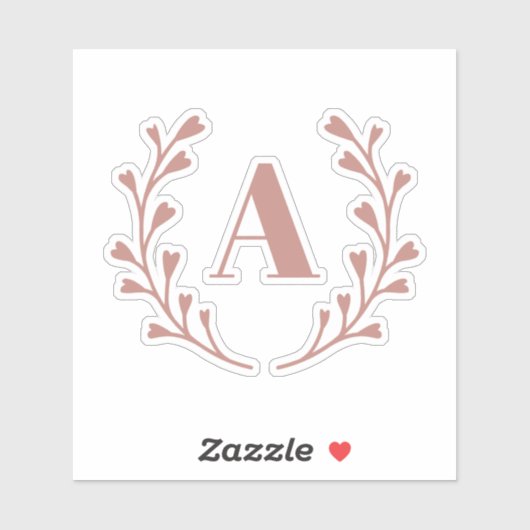 Roze Monogram Water Fles Sticker (Vel)