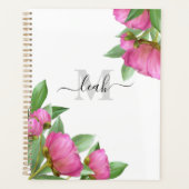 Roze Monogram Waterverf Floral Custom Planner (Voorkant)