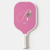 Roze monogram waterverf pickleball paddle (Voorkant)