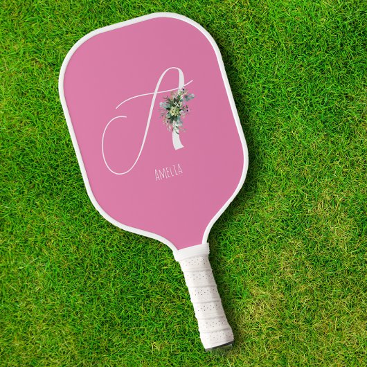 Roze monogram waterverf pickleball paddle